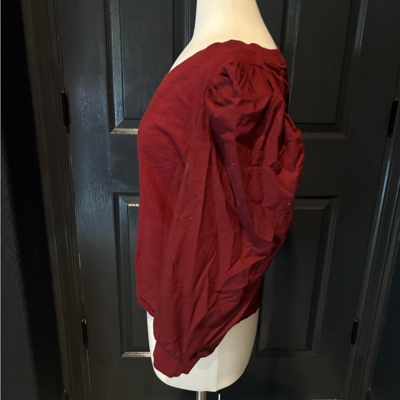 NATION Red Ruched Puff Sleeve Blouse - Picture 2 of 4